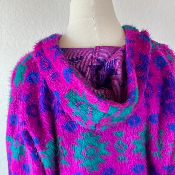 Vintage 90s Retro Animal Print Pullover Sweatshirt Hoodie size Large Purple - Picture 5 of 10